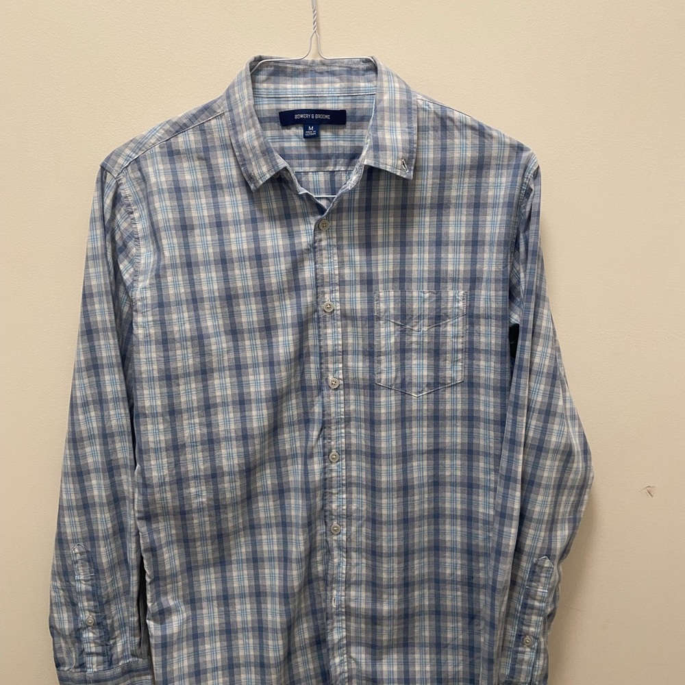 Tommy Bahama Light Blue and White Plaid Button-Down Shirt